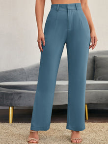  Solid High Rise Tailored Pants