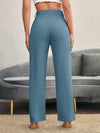 Solid High Rise Tailored Pants