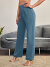 Solid High Rise Tailored Pants