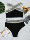 Contrast Binding High Waisted Bikini Swimsuit