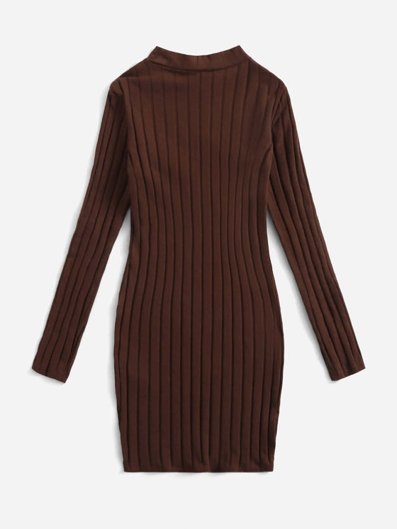 Girls Mock Neck Ribbed knit Dress