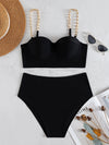 Chain Linked Push Up High Waisted Bikini Swimsuit