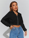 PETITE Solid Zip Up Drawstring Hoodie