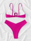 Plain Ring Linked Bikini Swimsuit