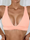 Plain Ribbed V Neck Bikini Top