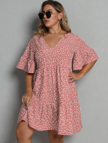  Plus Allover Heart Print Smock Dress