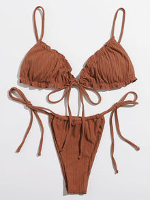  Frill Trim Tie Side Bikini Swimsuit