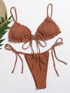 Frill Trim Tie Side Bikini Swimsuit