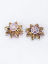 2pcs Rhinestone Flower Stud Earrings