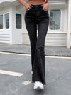 High rise Raw Hem Flare Jeans