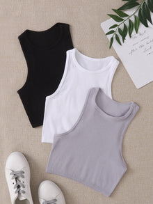  Yoga Basic 3pcs Rib-knit Sports Tank Top