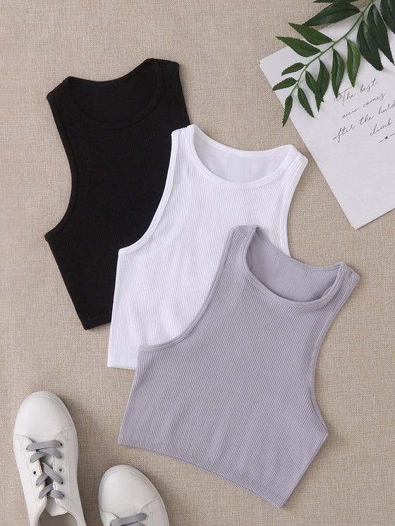 Yoga Basic 3pcs Rib-knit Sports Tank Top