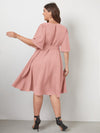 Plus Butterfly Sleeve Self Tie Dress