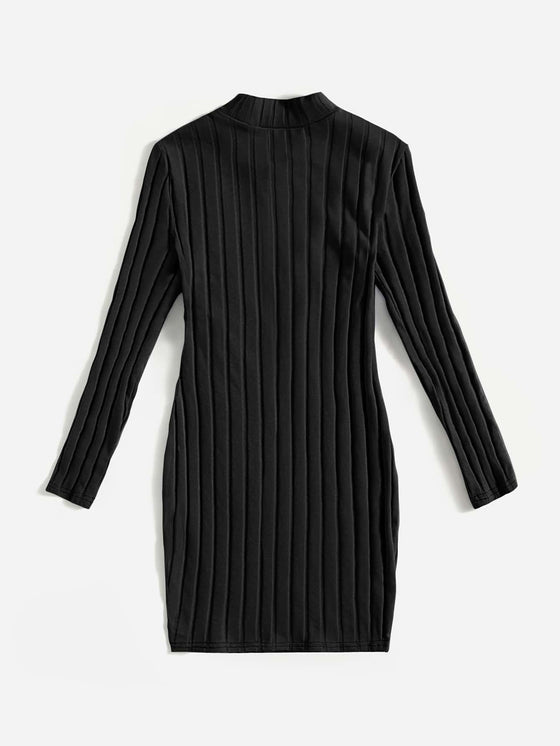 Girls Mock Neck Ribbed knit Dress