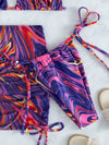 4pack Abstract Fluid Pattern Halter Bikini Swimsuit Beach Skirt