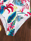 Tropical Print Ruffle Trim One Piece Swimsuit