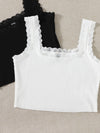 2pcs Lace Trim Crop Tank Top