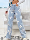 Floral Print Straight Leg Jeans