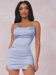  SXY Split Detail Satin Cami Bodycon Dress