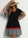 Unity Plus Contrast Striped Flounce Sleeve Smock Dress