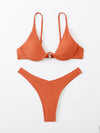 Solid Underwire High Cut Bikini Swimsuit