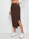 EZwear Slit Hem Rib knit Pencil Skirt