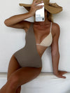 Textured Cut out Asymmetrical One Piece Swimsuit