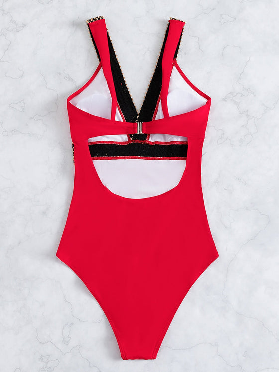 Contrast Trim One Piece Swimsuit