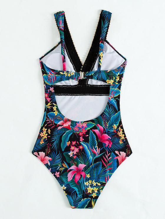 Contrast Trim One Piece Swimsuit