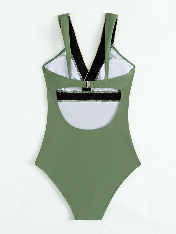 Contrast Trim One Piece Swimsuit