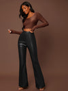 BAE Seam Front Flare Leg PU Leather Pants