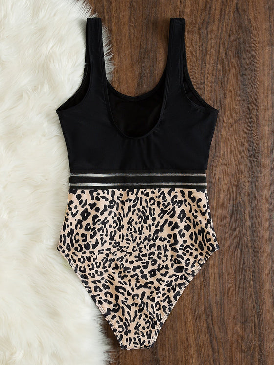 Leopard Print One Piece Swimsuit