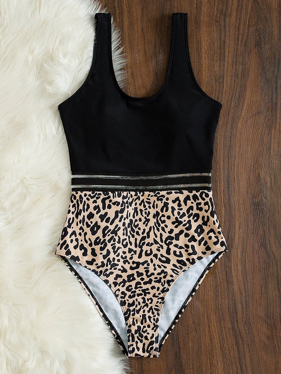 Leopard Print One Piece Swimsuit