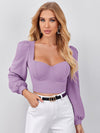 Sweetheart Neck Puff Sleeve Crop Top