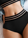 Contrast Mesh Bikini Swimsuit