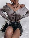 SXY Satin Solid Button Front Shirt