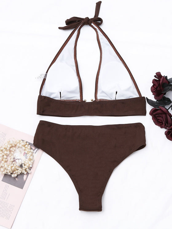 Rib Ring Linked Bikini Swimsuit