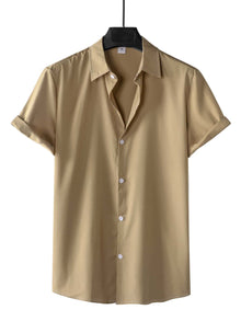  Men Solid Button Up Shirt