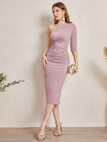  One Shoulder Ruched Bodycon Dress