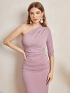 One Shoulder Ruched Bodycon Dress