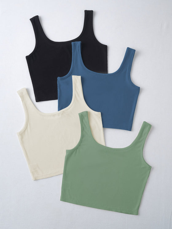 4pack Solid Crop Tank Top