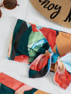 Colorblock Knot Bust Bandeau Bikini Swimsuit