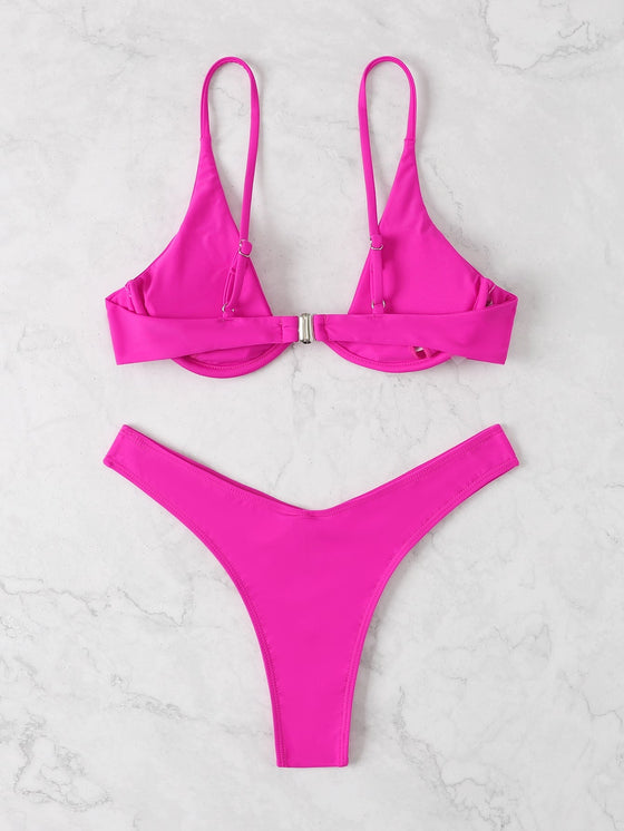 Plain Push Up Bikini Swimsuit