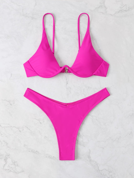 Plain Push Up Bikini Swimsuit