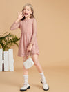 Girls Lace Panel Keyhole Back Dress