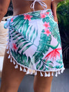 3pack Floral Print Halter Bikini Swimsuit Beach Skirt