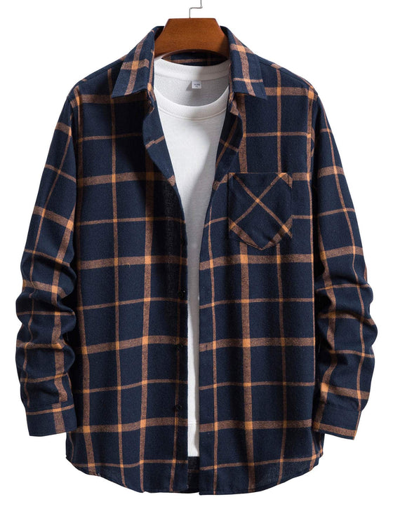 Men Plaid Patched Pocket Shirt