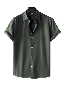  Men Solid Button Up Shirt