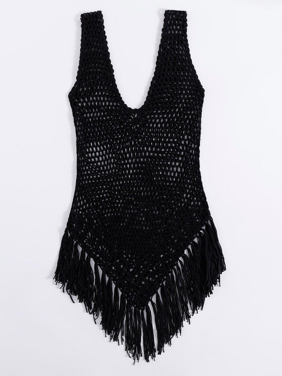 Knitted Fringe Hem Cover Up