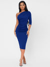 PETITE Solid One Shoulder Ruched Bodycon Dress